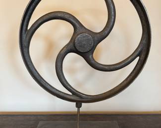 Wrought Iron Wheel Sculpture.
