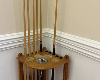 Pool room stand with accessories