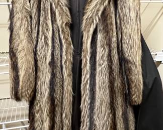 Vintage full length racoon fur coat