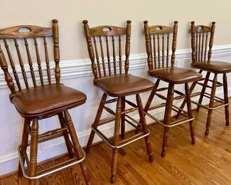 Wood swivel bar stools