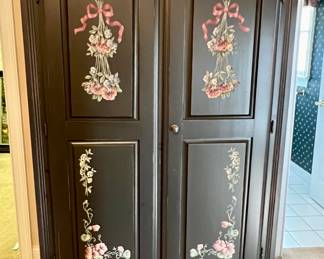 Dark green painted wardrobe