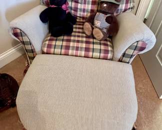 Upholstered chair and ottoman