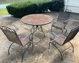 Metal table with 4 chairs (1 not pictured)