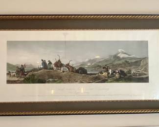 Framed print "The Chiefs Return From Deer Stalking" reproduced by Henry Graves & Co.