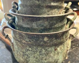 Patina metal bowls from India