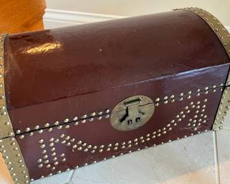 Leather and brass decorative box