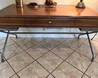 Wood desk with metal base