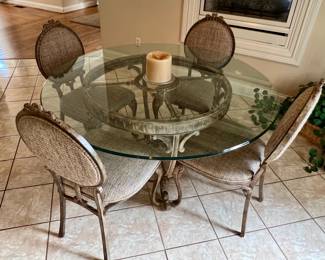 Hermitage Furniture Gallery round glass top table with 4 chairs