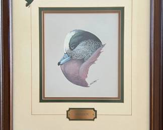 Framed watercolor "Widgeon" signed by Art La May