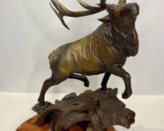 Kevin Powell "Royal Retreat" bronze elk statue