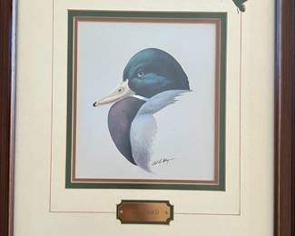Framed watercolor "Mallard" signed by Art La May