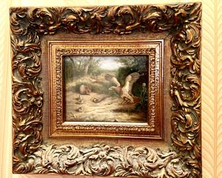 Framed reproduction of “Summer Partridge and Chicks” by Archibald Thorburn