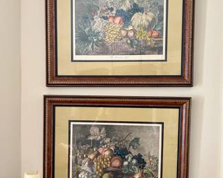Framed reproduction etchings "The Autumn Gift" and "The Summer Gift" 