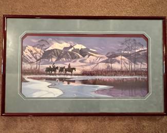 Framed print "Fan Mountain Outfitters" numbered and signed by Larry Zabel (#128/400)