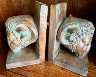 Arthur Court chalkware ram head Bookends