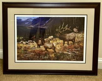 Framed print for the 1996 Rocky Mountain Elk Foundation Collector's Series numbered and signed by Ken Carlson (#279/400)