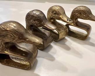 Brass duck head napkin rings