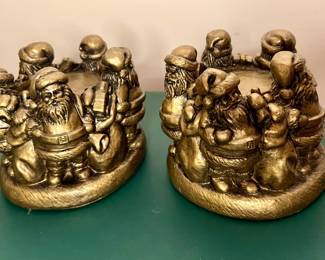 Gold painted pillar candle holders