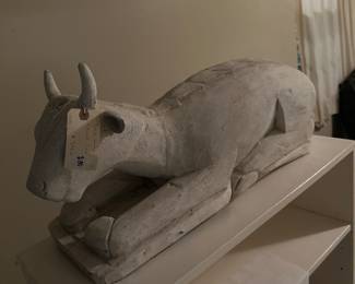 Carved Wooden Cow 