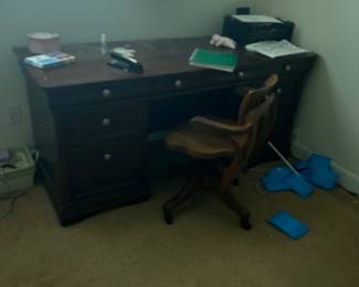 Desk, antique chair