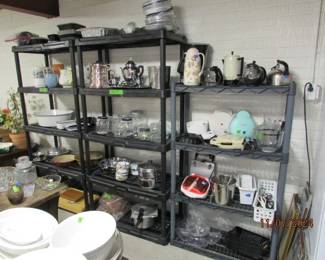 shelving and assorted cookware
