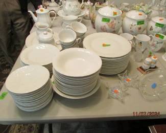white dish set and canister set