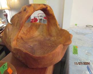 carved wooden basket