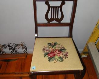 Lyre chair, with crossed stitched seat 