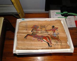 Egyptian scroll, with hand painted artwork.
