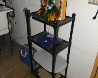 Shelving unit with some things that we have for sale on it