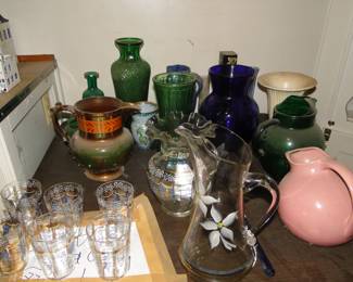 Vintage glassware, and vases too