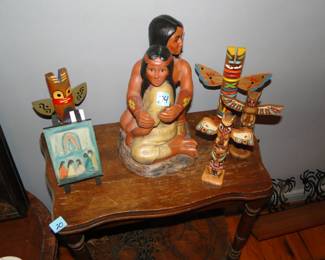 Hand carved Native American items, along with Alaskan items that are hand crafted too