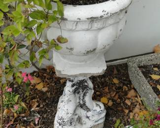 Cement planter on stand