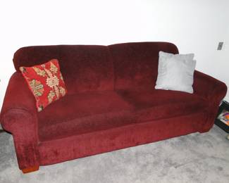 Red Plush couch, similar to the Delta 88 interior
