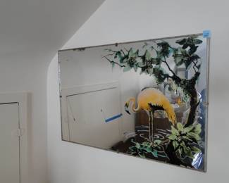 Classic vintage Flamingo mirror, hand painted very vintage