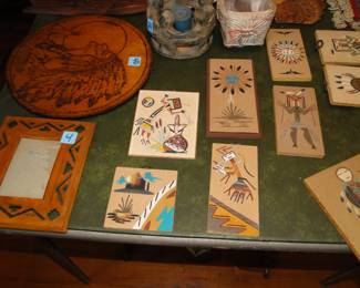 Different sizes of sand art, Native American style