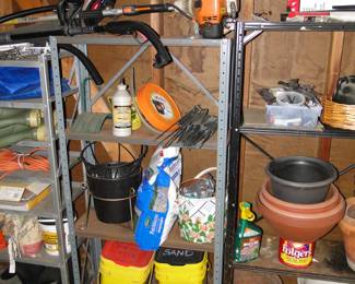Apparently the ladder is not for sale, but everything else is.  Kitty Litter boxes are filled with potting soil