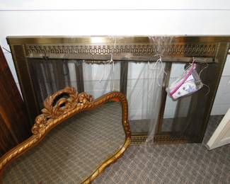 Brass fireplace screen door, and solid glass doors