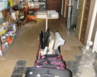 Lots of great finds in the basement too.  All paints, painting supplies, and stains, on the lower shelving unit, are free