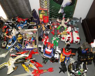Transformers and Power Rangers in Red, Green, and White