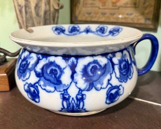 Antique Flow blue chamber pot 
