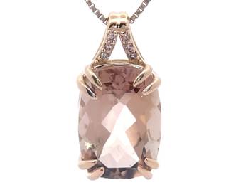 Morganite & Pavé Natural Diamond Split Bail Pendant