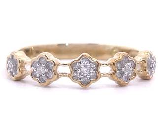 0.16 Carat Natural Diamond Flower Bouquet Ring in Yellow Gold