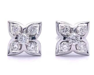 0.50 Carat Diamond Cluster Poinsettia Flower Stud Earrings