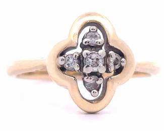 Natural Diamond Five-Stone Halo Cross Ring in 14k Yellow Gold