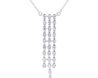 1.33 Carat Diamond Triple Fringe Chandelier Linear Pendant Necklace