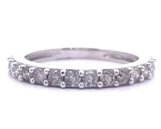 NEW! Classic 1 Carat Natural Diamond 1/2 Eternity Ring in White Gold