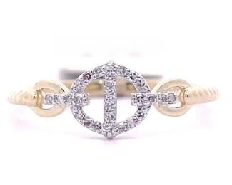 Chic 0.10 Carat Pavé Natural Diamond Mariner Chain Ring in 14k Yellow Gold