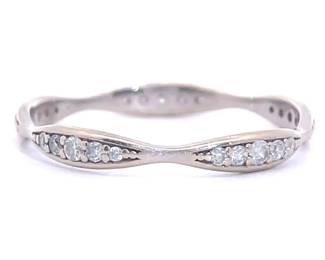 0.10 Carat Natural Diamond Wave Channel Ring in White Gold