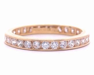 Sparkling Cubic Zirconia Full Eternity Channel Ring in 14k Yellow Gold